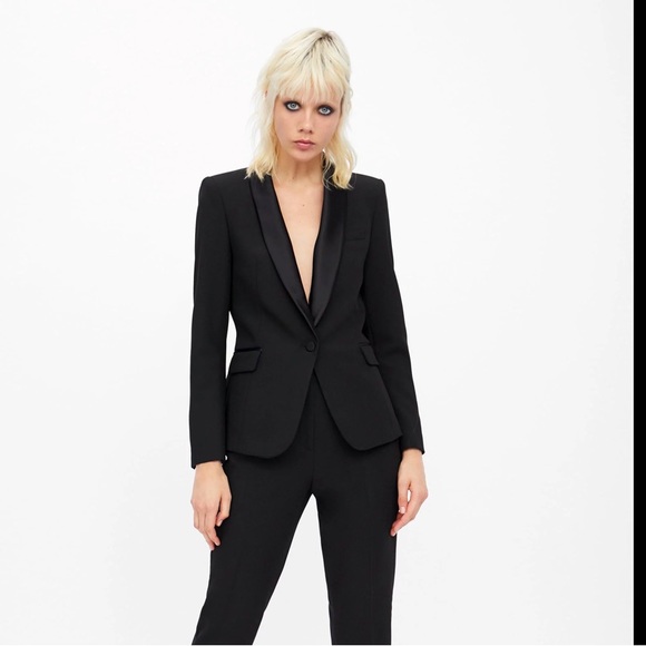 Zara Jackets & Blazers - Zara Women’s Black Tuxedo Blazer with Satin trim